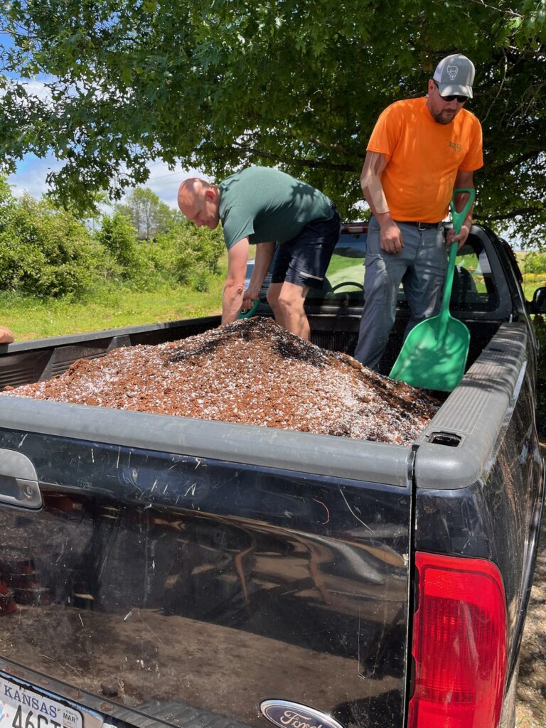 Truck growing media mixing